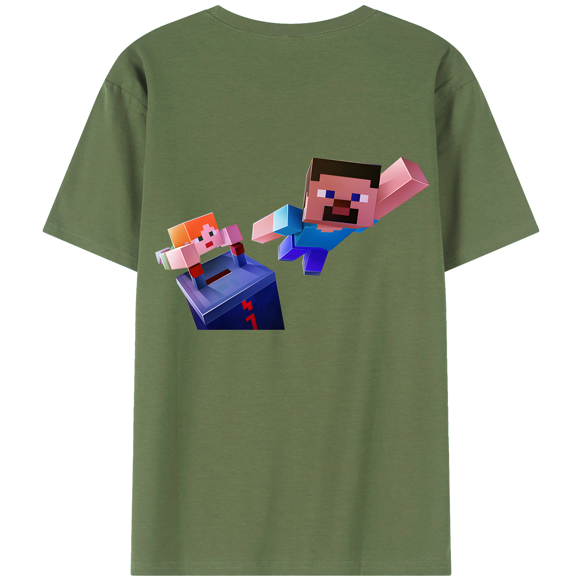 （画像用） マインクラフト ブロックの世界 Minecraft MC Block world 綿100％ メンズ半袖Tシャツ（バックプリント） 通気性